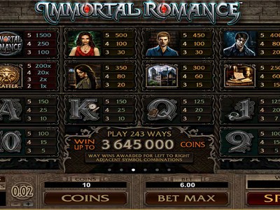 Видеослот Immortal Romance производителя Microgaming